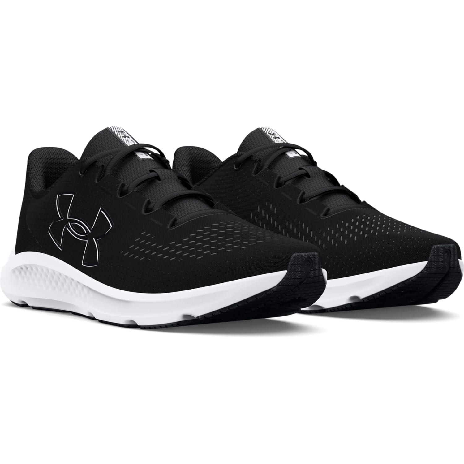 Under Armour Women's Charged Pursuit 3 Big Logo, (001) Black/Black/White, 9, US