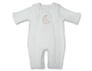 baby brezza 2-in-1 double zipper baby sleepsuit - unique swaddle transition sleepsuit - breathable with mesh panels - converts from sleepsuit to sleep vest, 3-6 months, cream