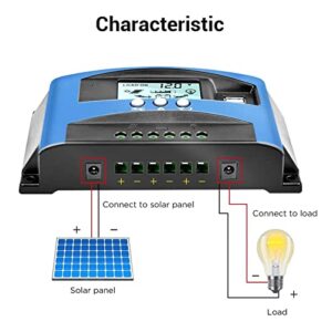 Solar Controller MPPT Charging 12V 24V Intelligent Identification LCD Display Solar Panel Regulator (30A (10A Discharge))