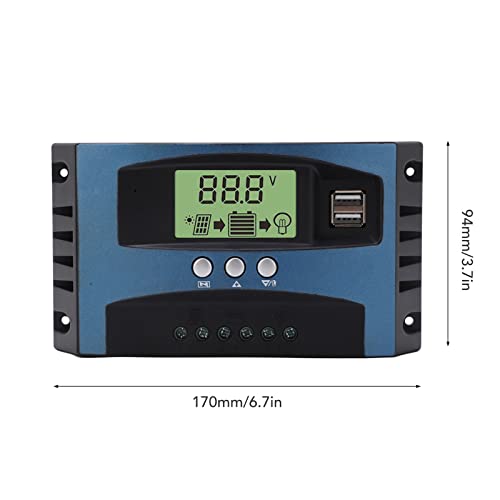 Solar Controller MPPT Charging 12V 24V Intelligent Identification LCD Display Solar Panel Regulator (30A (10A Discharge))