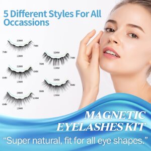 EARLLER Natural Magnetic Eyelashes with Eyeliner, (Dpair)