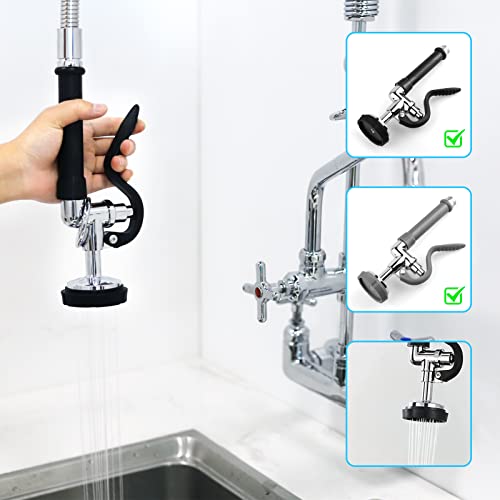 Launceter Pre-Rinse Spray Valve Repair Kit for Commercial Faucet with Sprayer Valve Spray Face Bumper & Screw Repair Part, Kit for Most Commercial Sink Faucet Touch On Kitchen Sink Faucets, 1PC-Black