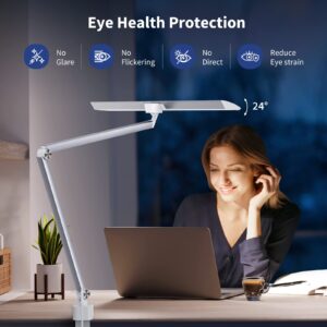 Kary Desk Lamps for Home Office with Remote, Swing Arm Tall Desk Lamp, Extra Bright Led Computer Desk Light, Eyes Protected Desktop Lights with Adjustable Lighting for Task, Drafting, Work, Architect