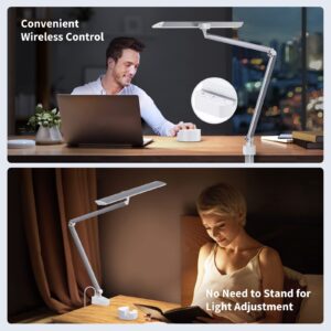 Kary Desk Lamps for Home Office with Remote, Swing Arm Tall Desk Lamp, Extra Bright Led Computer Desk Light, Eyes Protected Desktop Lights with Adjustable Lighting for Task, Drafting, Work, Architect