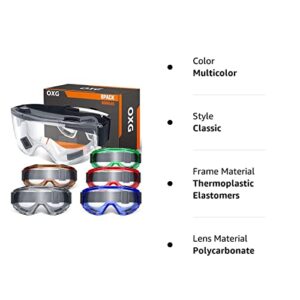 OXG 6 Pack Safety Goggles ANSI Z87.1 Glasses, Anti-Fog Protective Safety Glasses Lab Goggles Men Women Eye Protection Goggles (multicolor)