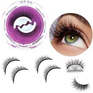 reusable self adhesive eyelashes, reusable adhesive eyelashes, self adhesive eyelashes reusable self sticking, no glue eyelashes, false eyelashes natural look(2-pairs)