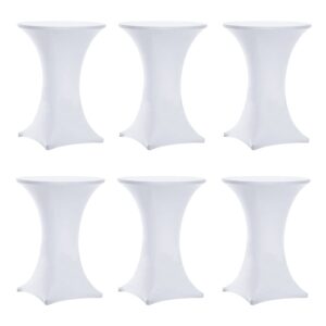tina's 6 pack 32x43 inch highboy spandex cocktail table covers white, fitted stretch cocktail tablecloth for round tables (6pc 32x43 white)