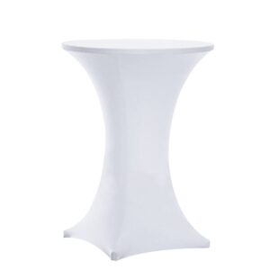 Tina's 6 Pack 32x43 Inch Highboy Spandex Cocktail Table Covers White, Fitted Stretch Cocktail Tablecloth for Round Tables (6PC 32x43 White)