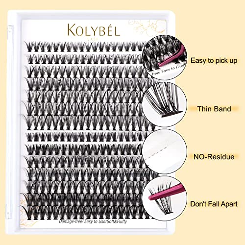 Lash Clusters Kolybel individual lashes 30D+40D 10-16MIX Clusters False Eyelash D Curl DIY Clusters 280pcs Lash Extensions Makeup Individual DIY Eyelash Extensions at Home (30D+40D,D-10-16MIX)