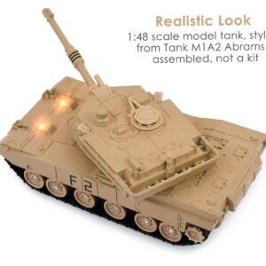 DS. DISTINCTIVE STYLE 1/48 Scale Metal Tank Model M1A2 Abrams Main Battle Tank Toy Plastic Model with Sound and Light