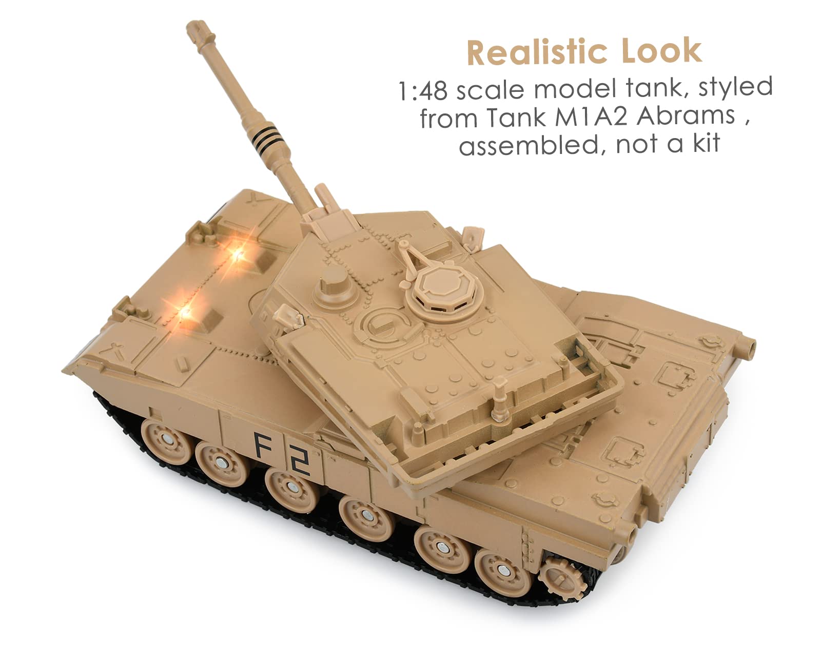 DS. DISTINCTIVE STYLE 1/48 Scale Metal Tank Model M1A2 Abrams Main Battle Tank Toy Plastic Model with Sound and Light