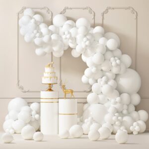rubfac 87pcs white balloons different sizes 18 12 10 5 inches for garland arch, premium party latex balloons for birthday party wedding anniversary baby shower party decoration
