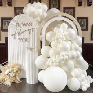 RUBFAC 87pcs White Balloons Different Sizes 18 12 10 5 Inches for Garland Arch, Premium Party Latex Balloons for Birthday Party Wedding Anniversary Baby Shower Party Decoration