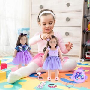 Mskissy American 18 Inch Doll Clothes and Accessories - 2 Mermaid Theme School Daily Dresses for American 18 Inch Girl Doll Including Schoolback，Necklace，Bracelet，Garland，Hairpin，Sunglass etc