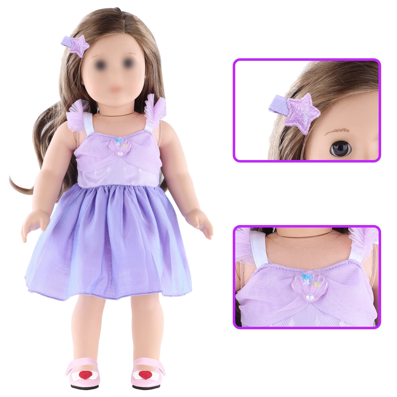 Mskissy American 18 Inch Doll Clothes and Accessories - 2 Mermaid Theme School Daily Dresses for American 18 Inch Girl Doll Including Schoolback，Necklace，Bracelet，Garland，Hairpin，Sunglass etc