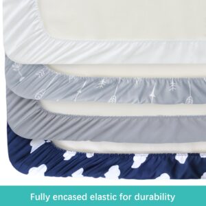 Bassinet Sheets for Boys and Girls (33" x 20"), 4 Pack, Compatible with Mika Micky, Baby Delight, Dream On Me, AMKE and Other Rectangle Bassinet Mattress, Ultra Soft & Skin Friendly, Washer & Dryer