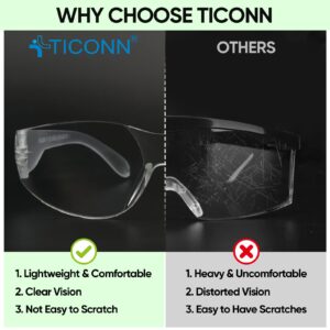 TICONN 3 Clear Safety Glasses for Men, Safety Goggles with Scratch Impact Resistant Meets ANSI Z87.1 Standard (3 Pack)