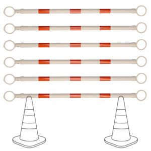 6 pack retractable traffic cone bar from 4ft to 7.2ft, expandable safety cone bars for parking lots，barricade for road construction