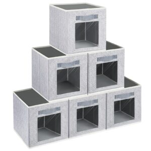 homsorout linen closet organizers and storage - 6 pack cube storage bins with handle, fabric storage bins for shelves, 11 inch bins for organization, cubes organizer for home, blended