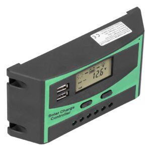 Natudeco 30 Amp Solar Charge Controller, Charge Controllers for Solar Panels Photovoltaic Discharge PWM Control Regulator Renewable Energy Controllers Solar Electric Fence Charger 12-24V 30A LD3024U