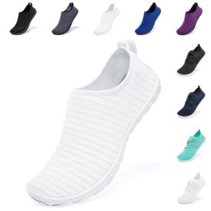 racqua men&women breathable water shoes aqua socks for hiking diving surf diving sport quick-dry pool beach swim shoes white 7.5w/6.5m