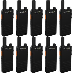 retevis rt22p,new version of rt22(2.0),portable frs two-way radios,walkie talkies for adults rechargeable,1620mah battery,usb-c,vox,radio walkie talkie business school restaurant retail(10 pack)