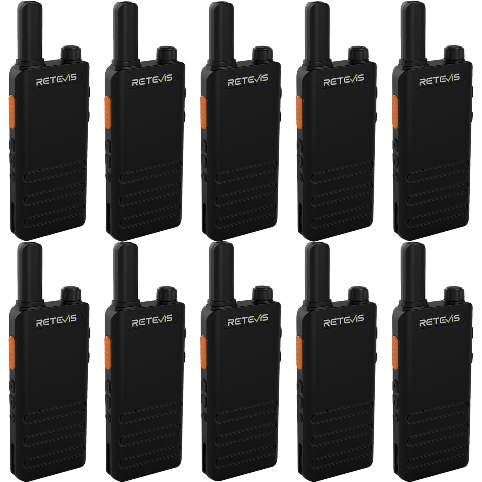 Retevis RT22P,New Version of RT22(2.0),Portable FRS Two-Way Radios,Walkie Talkies for Adults Rechargeable,1620mAh Battery,USB-C,VOX,Radio Walkie Talkie Business School Restaurant Retail(10 Pack)