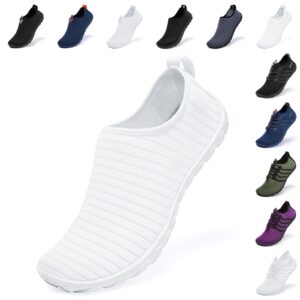 racqua men&women breathable water shoes aqua socks for hiking diving surf diving sport quick-dry pool beach swim shoes white 10.5w/9.5m