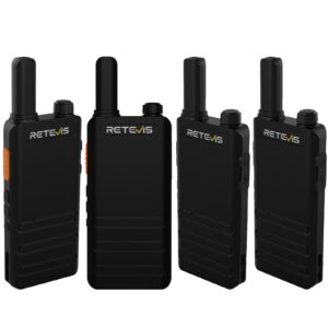 retevis rt22p,new version of rt22(2.0),rechargeable walkie talkies for adults,compact frs two-way radios,vox handsfree,1620mah large battery,usb c charger,2 way radio for small store hotel(4 pack)