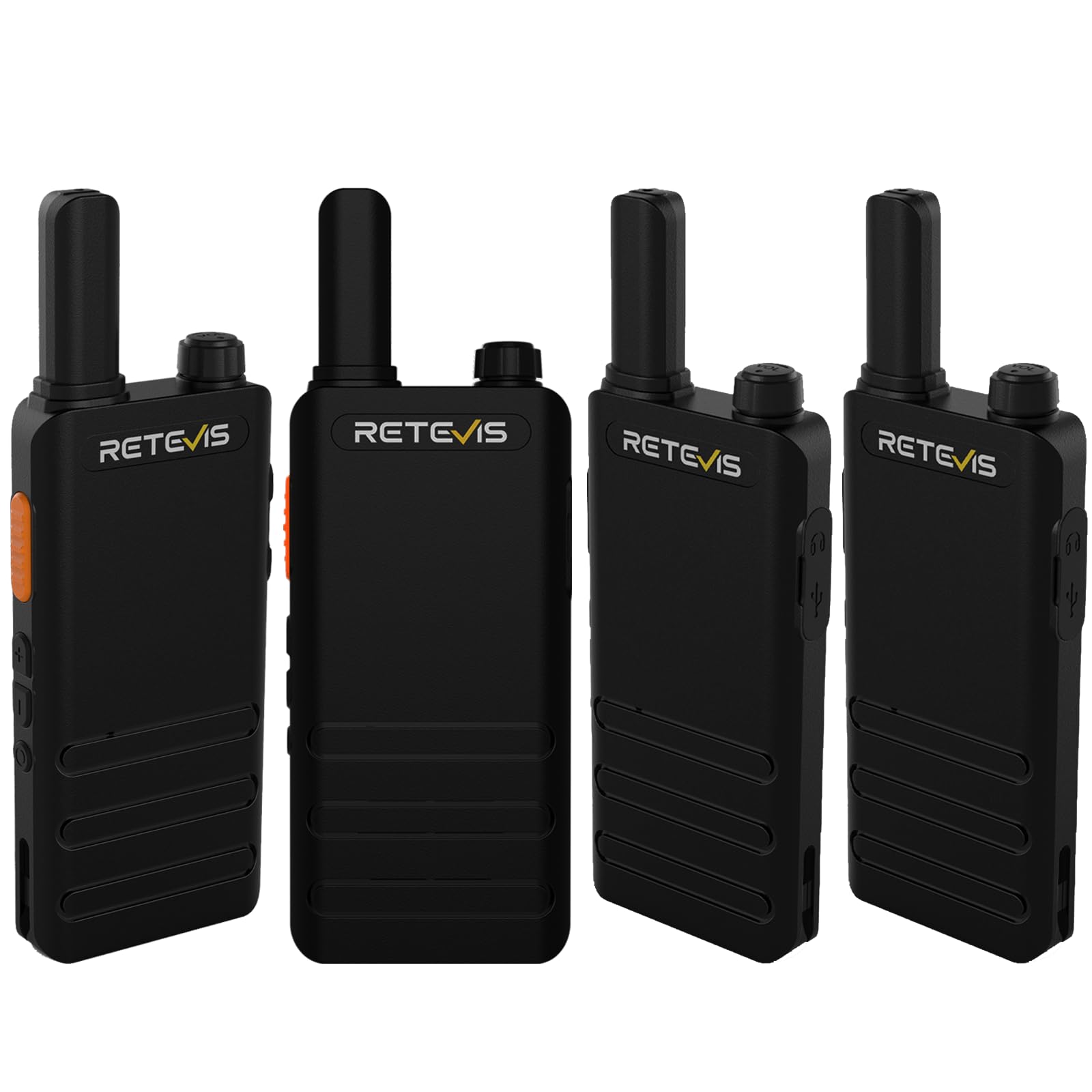 Retevis RT22P,New Version of RT22(2.0),Rechargeable Walkie Talkies for Adults,Compact FRS Two-Way Radios,VOX Handsfree,1620mAh Large Battery,USB C Charger,2 Way Radio for Small Store Hotel(4 Pack)