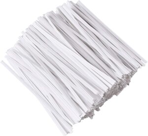 100 pieces 5" reusable white paper bread twist ties, white twist ties bag ties twist ties for bags bread wire ties reusable twist tie for treat bags party cello candy bread coffee bags cake pops