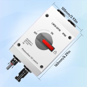 32A DC 1200V PV Solar Disconnect Switch, IP66 Waterproof & Anti-UV Solar Circuit Isolator Box for Solar Panels (International Standard: IEC60947-3)