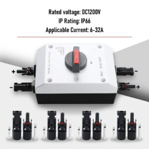 32A DC 1200V PV Solar Disconnect Switch, IP66 Waterproof & Anti-UV Solar Circuit Isolator Box for Solar Panels (International Standard: IEC60947-3)