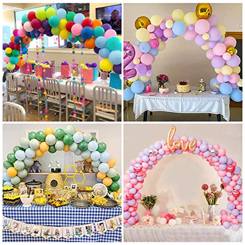 RUBFAC Table Balloon Arch Kit with 100pcs Rainbow Balloons, 12ft Ballon Stand Frame for Different Size, Tables Balloon Arch Stand for Wedding Baby Shower and Birthday Party