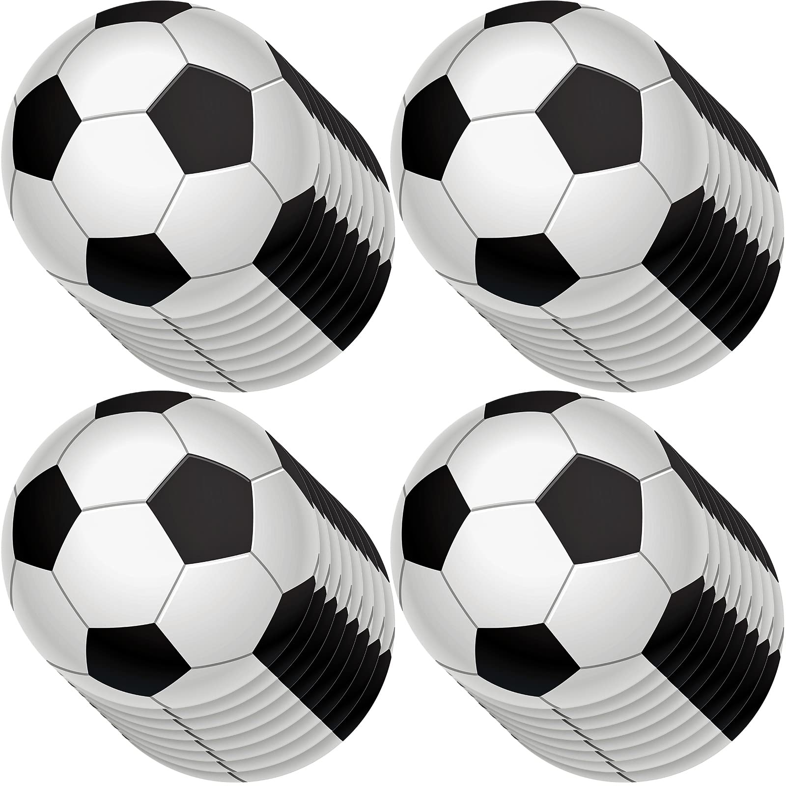 Yexiya 32 Pcs Soccer Ball Cutout Paper Soccer Party Decorations Soccer Party Favor Football Banner Bulletin Board Sports Theme Party Supplies with Glue Point for Classroom Boys Soccer Fans Birthday