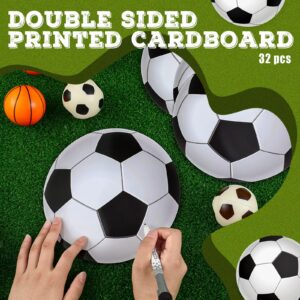 Yexiya 32 Pcs Soccer Ball Cutout Paper Soccer Party Decorations Soccer Party Favor Football Banner Bulletin Board Sports Theme Party Supplies with Glue Point for Classroom Boys Soccer Fans Birthday