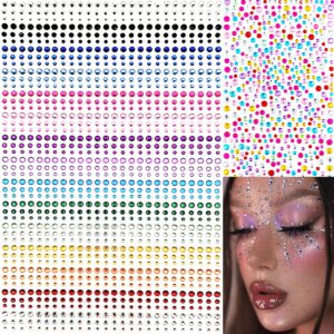 1575 pieces eye face gems self-adhesive rhinestone stickers for makeup, rainbow glitters jewels face stickers, for diy nail body accessories