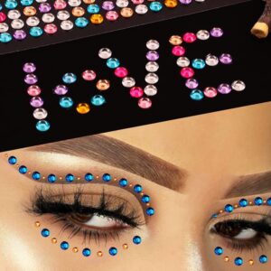 1575 Pieces Eye Face Gems Self-Adhesive Rhinestone Stickers for Makeup, Rainbow Glitters Jewels Face Stickers, for DIY Nail Body Accessories