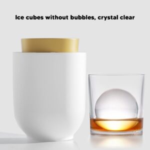 Ice Ball Maker, 4 Inch Round Ice Cube Mold with Multi Layer Design, Crystal Clear Ice Sphere Tray for Whiskey Cocktail Brandy Bourbon (Yellow)