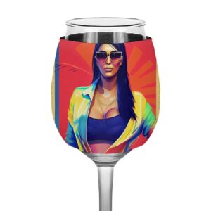 kim kardashian art wine glass sleeve - unique design sleeves for wine glass - printed wine glass sleeve