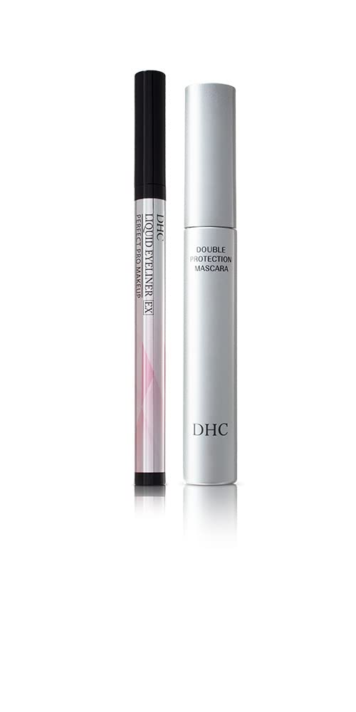 DHC Line and Define 2-Piece Makeup Kit, Mascara Perfect Pro Double Protection (Black) 0.17 oz Net wt, Liquid Eyeliner EX (Black) 0.01 fl oz, Water Resistant & Smudge Proof, All Day Wear