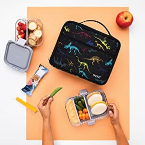 PackIt Freezable Lunch Box, Dino Fossils Neon, Built with EcoFreeze Technology, Collapsible, Reusable, Zip Closure, Perferct for Fresh Meals On the Go