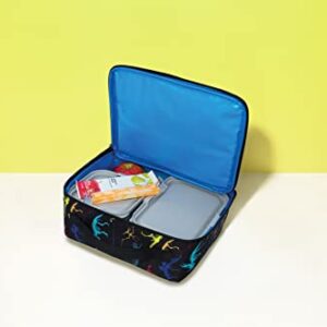 PackIt Freezable Lunch Box, Dino Fossils Neon, Built with EcoFreeze Technology, Collapsible, Reusable, Zip Closure, Perferct for Fresh Meals On the Go