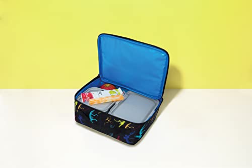 PackIt Freezable Lunch Box, Dino Fossils Neon, Built with EcoFreeze Technology, Collapsible, Reusable, Zip Closure, Perferct for Fresh Meals On the Go