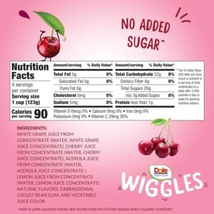 Dole Wiggles No Sugar Added Cherry Fruit Juice Gel Snacks, 4.3oz 24 Total Cups, Gluten & Dairy Free, Bulk Lunch Snacks for Kids & Adults