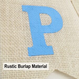 Blue Happy Birthday Banner, Assembled Burlap Happy Birthday Sign for Birthday Party Decorations