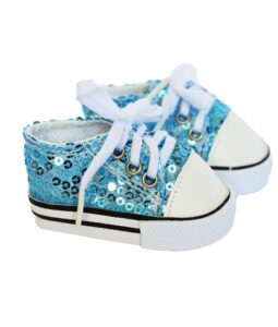 mbd canvas sneakers doll shoes fits 18 inch dolls and kennedy and friends girl and boy dolls- 18 inch doll shoes (sea blue)