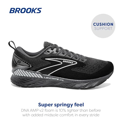 Brooks Men’s Levitate GTS 6 Supportive Running Shoe - Blackened Pearl/Ebony/White - 9 Medium