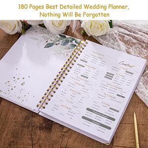 2024-2025 Complete 180 Pages Wedding Planner Book and Organizer for The Bride, Hardcover Wedding Planning Book, Engagement Gifts for Couples, Keep Your Wedding Organized