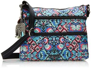 sakroots women's bag in eco-twill, multifunctional purse with adjustable strap & zipper pockets, sustainable & durable design, multi ikat world